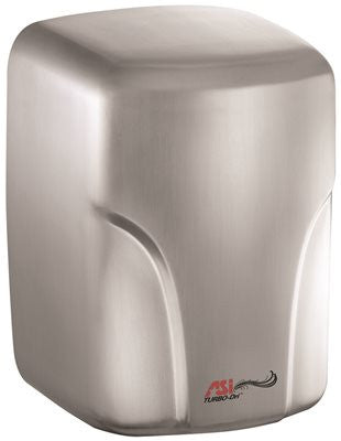 American Specialties Surface Mounted Hand Dryer, Satin Stainless Steel, 11.29x8.062x7.07 In., 120 Volts, 14.6 Amps, 48-68 Cfm