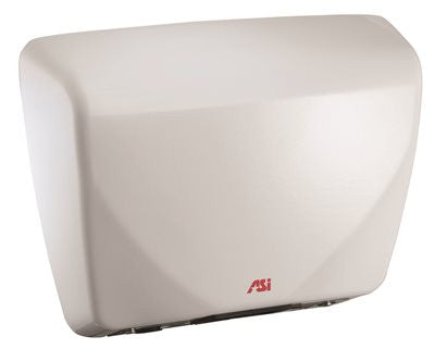 American Specialties Surface Mounted Hand Dryer, White Enamel, 10.75x14.5x4", 100 - 240 Volts, 15.9-18.3 Amps, 186 Cfm