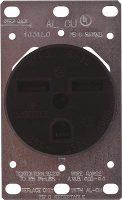 Receptacle Flush Mount 30 Amp 250v 2-pole 3-wire