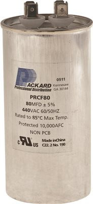 Packard Round Motor Run Capacitor, 80 Mfd, 440 Vac