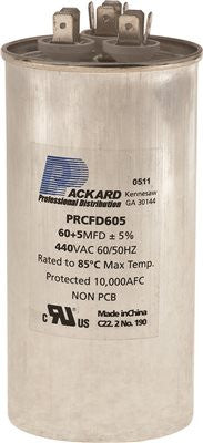 Packard Dual Round Motor Run Capacitor, 60-5 Mfd, 440 Vac