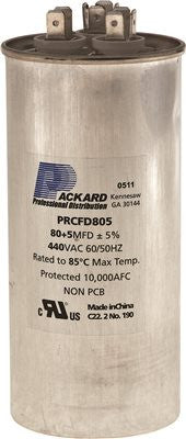 Packard Dual Round Motor Run Capacitor, 80-5 Mfd, 440 Vac