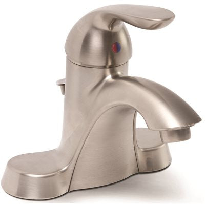 Waterfront Bathroom Faucet With 50-50 Pop-up Pvd Brushed Nickel Finish, 4 In.