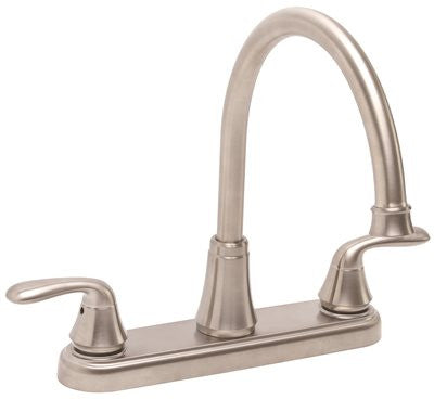 Waterfront Kitchen Faucet 2 Handle Less Sprayer Pvd Brushed Nickel, 8 In.