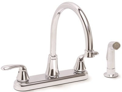 Waterfront Kitchen Faucet 2 Handle With Sprayer Chrome, 8 In.