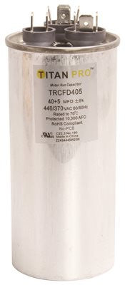 Packard Dual Round Motor Run Capacitor, 40-5 Mfd, 440 Vac