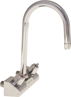 Equip By T&s Brass Wall-mounted Sink Faucet, 5.5-inch Swivel Gooseneck, Lever Handles, 4-inch Centers, 2.2 Gpm Aerator