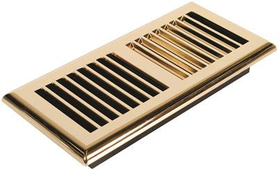 Imperial&trade; Louvered Floor Register, 4x10 In., Satin Brass, 6 Registers Per Case