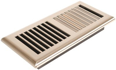 Imperial&trade; Louvered Plastic Floor Register, 4x10 In., Satin Nickel, 6 Registers Per Case