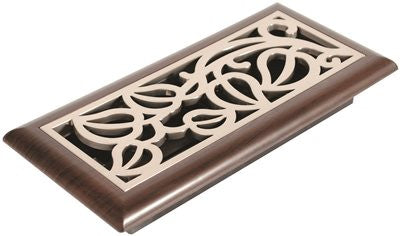 Imperial&trade; Vine Floor Register, 4x10 In., Satin Nickel - Mocha, 6 Registers Per Case