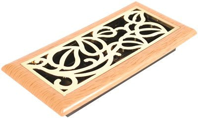 Imperial&trade; Vine Floor Register, 4x10 In., Satin Brass - Light Oak, 6 Registers Per Case