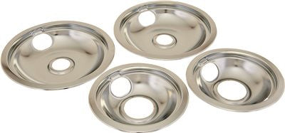 Electric Range Drip Pan Fits Whirlpool&reg; And Kitchenaid&reg; Ranges, Chrome, Set Of 4