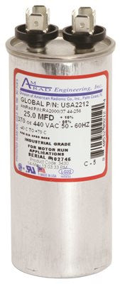 Amrad Engineering Round Usa-made Motor Run Capacitor, 25 Mfd, 370-440 Vac