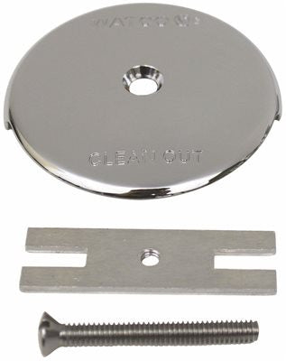 Overflow Plate Kit, 1-hole Overflow Plate, One Screw, Adapter Bar, Chrome Plated