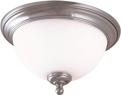 Glenwood 2 Light 11 In. Flush Mount Dome Ceiling Fixture, Brushed Nickel With Satin White Glass