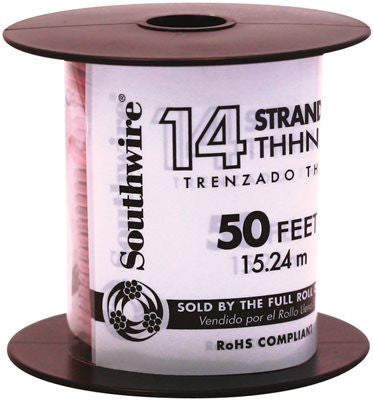 Southwire Simpull Thhn&reg;, 14 Gauge Thhn Stranded Wire, Red, 50' Per Roll