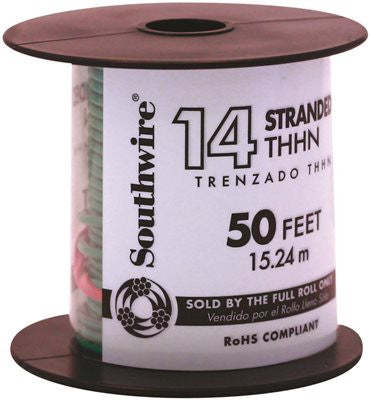 Southwire Simpull Thhn&reg;, 14 Gauge Thhn Stranded Wire, Green, 50' Per Roll