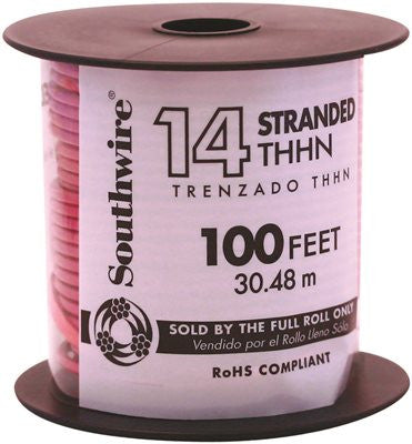 Southwire Simpull Thhn&reg;, 14 Gauge Thhn Stranded Wire, Red, 100 Ft. Per Roll