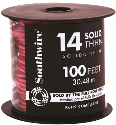 Southwire Simpull Thhn&reg;, 14 Gauge Thhn Solid Wire, Red, 100 Ft. Per Roll