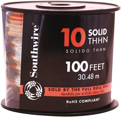 Southwire Simpull Thhn&reg;, 10 Gauge Thhn Solid Wire, Red, 100 Ft. Per Roll