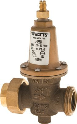 Watts Cartridge Style Water Pressure Reducing Valve With Bypass And Npt Union Inlet X Fnpt Outlet, 3-4 In, Lead Free