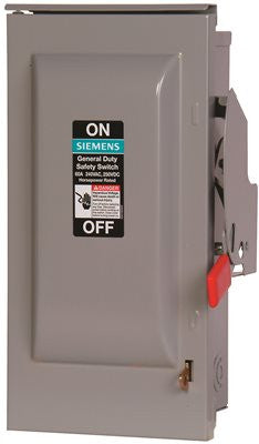 Siemens General Duty Safety Switch, 30 Amp, Two Pole, 240 Volt, Fused With Neutral, Type 2 Indoor Rated