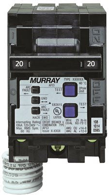 Murray Mp220afc Combination Type Afci, 20 Amp, 2 Pole, 120 Volt