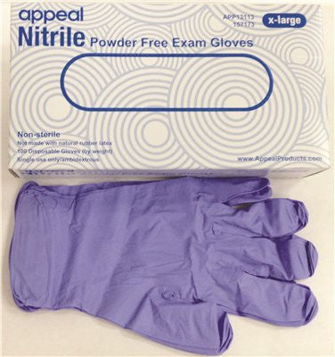 Appeal&reg; Disposable Powder-free Exam-grade Nitrile Gloves, Extra-large, 3mil, 100 Per Box