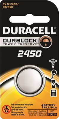 Duracell Coppertop Dl2450 Lithium Security Battery, 3 Volts