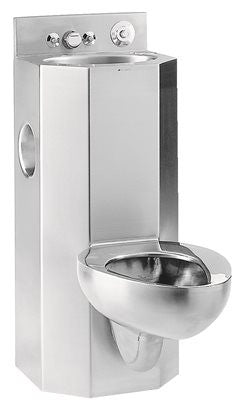 Metcraft Floor Mount Combo Bathroom Sink And Toilet Fixture, Stainless Steel