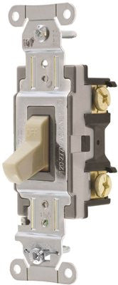 Hubbell Commercial Specification Grade Toggle Switch, 15 Amp, Single Pole, Ivory