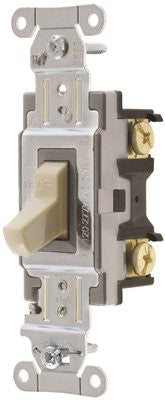 Hubbell Commercial Specification Grade Toggle Switch, 15 Amp, 3 Way, Ivory