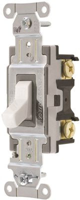 Hubbell Commercial Specification Grade Toggle Switch, 20 Amp, Single Pole, White