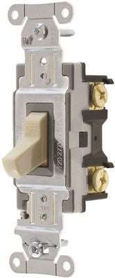 Hubbell Commercial Specification Grade Toggle Switch, 20 Amp, 3 Way, Ivory