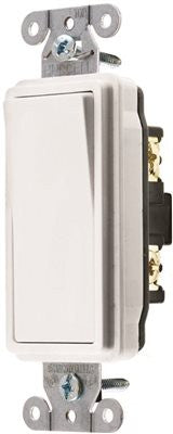 Hubbell Specification Grade Decorator Rocker Switch, 15 Amp, Single Pole, White