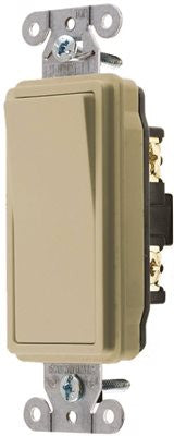 Hubbell Specification Grade Decorator Rocker Switch, 15 Amp, Single Pole, Ivory