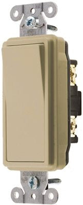 Hubbell Specification Grade Decorator Rocker Switch, 15 Amp, 3 Way, Ivory