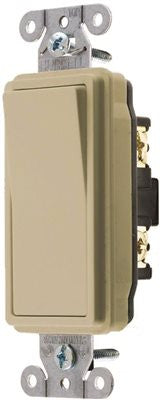 Hubbell Specification Grade Decorator Rocker Switch, 20 Amp, Single Pole, Ivory