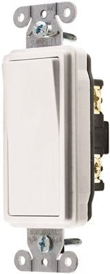 Hubbell Specification Grade Decorator Rocker Switch, 20 Amp, Double Pole, White