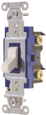 Hubbell Pro Series Toggle Switch, 15 Amp, 3 Way, White