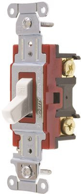 Hubbell Pro Series Toggle Switch, 20 Amp, Single Pole, White