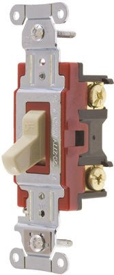 Hubbell Pro Series Toggle Switch, 20 Amp, Single Pole, Ivory