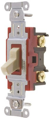 Hubbell Pro Series Toggle Switch, 20 Amp, 3 Way, Ivory