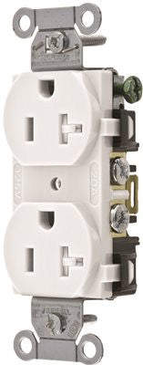 Hubbell Commercial Industrial Grade Tamper Resistant Duplex Receptacle, 20 Amp, White