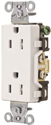 Hubbell Commercial Grade Tamper Resistant Decorator Duplex Receptacle, 15 Amp, White