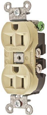 Hubbell Commercial Industrial Grade Dulex Receptacle, 15 Amp, Ivory