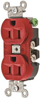 Hubbell Commercial Industrial Grade Dulex Receptacle, 15 Amp, Red