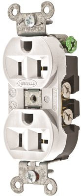 Hubbell Commercial Industrial Grade Dulex Receptacle, 20 Amp, White