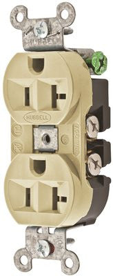 Hubbell Commercial Industrial Grade Dulex Receptacle, 20 Amp, Ivory