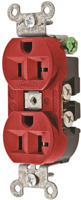 Hubbell Commercial Industrial Grade Dulex Receptacle, 20 Amp, Red